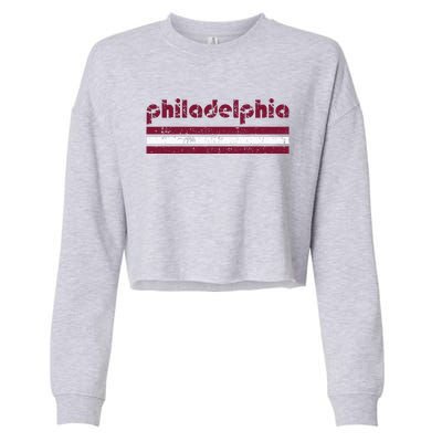 Retro Philadelphia Three 3 Stripes Vintage Weathered Cropped Pullover Crew