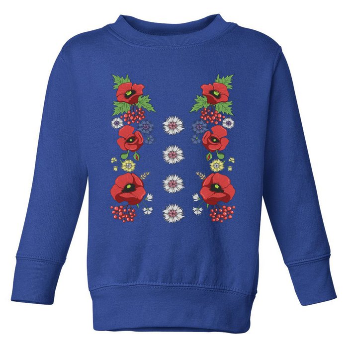 Red Poppies Tee Cute Floral Ukrainian Vyshyvanka Style Poppy Gift Toddler Sweatshirt