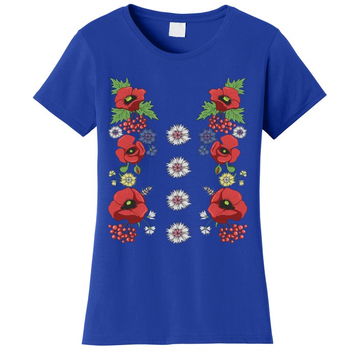 Red Poppies Tee Cute Floral Ukrainian Vyshyvanka Style Poppy Gift Women's T-Shirt