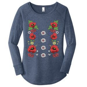 Red Poppies Tee Cute Floral Ukrainian Vyshyvanka Style Poppy Gift Women's Perfect Tri Tunic Long Sleeve Shirt