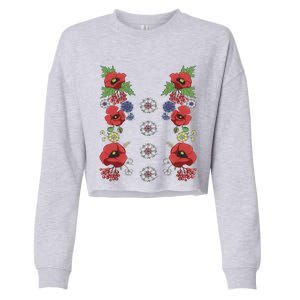 Red Poppies Tee Cute Floral Ukrainian Vyshyvanka Style Poppy Gift Cropped Pullover Crew