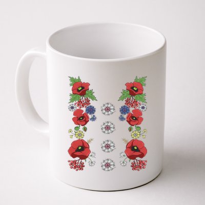 Red Poppies Tee Cute Floral Ukrainian Vyshyvanka Style Poppy Gift Coffee Mug