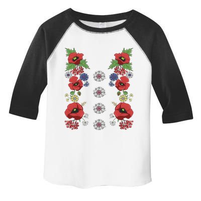 Red Poppies Tee Cute Floral Ukrainian Vyshyvanka Style Poppy Gift Toddler Fine Jersey T-Shirt