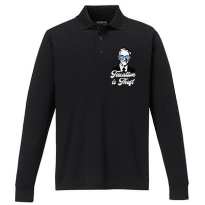 Ron Paul Taxation is Theft Libertarian Ancap Freedom Liberty Performance Long Sleeve Polo