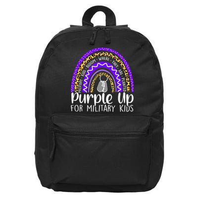 Rainbow Purple Up For Military Military Child Month 16 in Basic Backpack