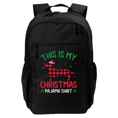 Red Plaid Ugly This Is My Dachshund Dog Christmas Pajama Daily Commute Backpack