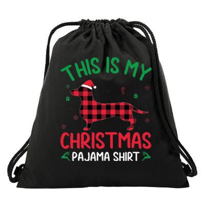 Red Plaid Ugly This Is My Dachshund Dog Christmas Pajama Drawstring Bag