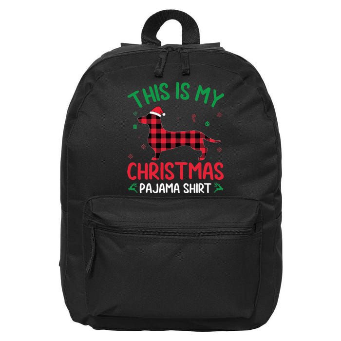 Red Plaid Ugly This Is My Dachshund Dog Christmas Pajama 16 in Basic Backpack