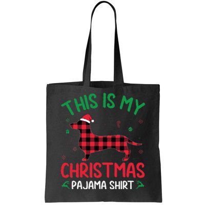 Red Plaid Ugly This Is My Dachshund Dog Christmas Pajama Tote Bag