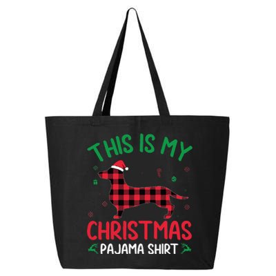 Red Plaid Ugly This Is My Dachshund Dog Christmas Pajama 25L Jumbo Tote