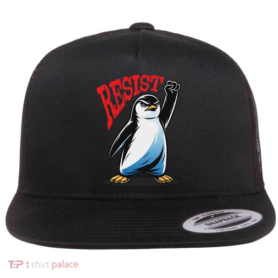 Resist Penguin Usa Activism Flat Bill Trucker Hat