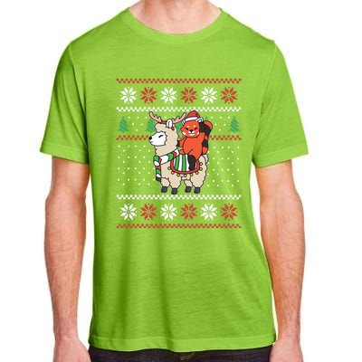 Red Panda Ugly Christmas Reindeer Llama Riding Funny Gift Adult ChromaSoft Performance T-Shirt