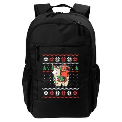 Red Panda Ugly Christmas Reindeer Llama Riding Funny Gift Backpack