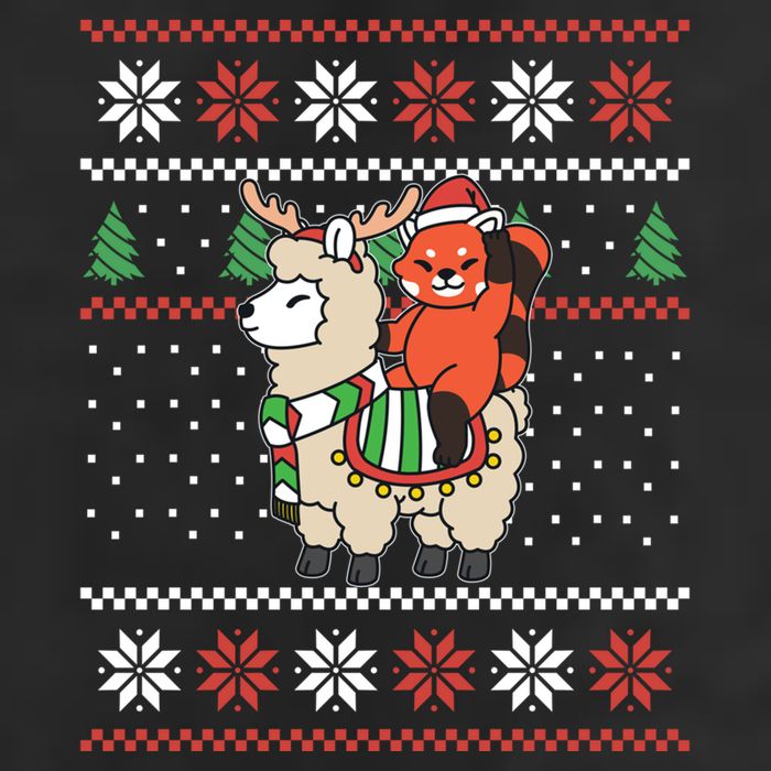 Red Panda Ugly Christmas Reindeer Llama Riding Funny Gift 11oz C Handle Ceramic Mug