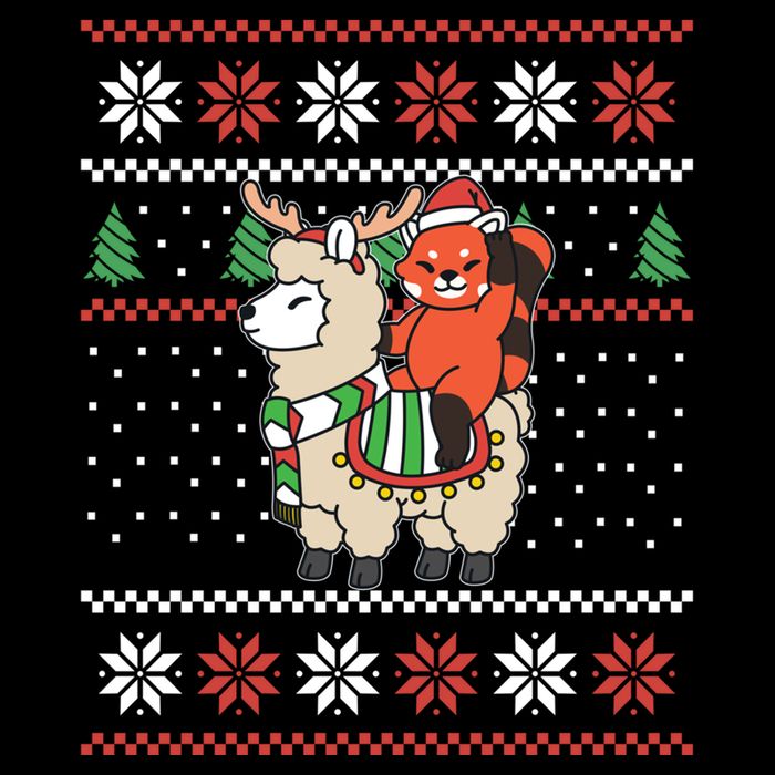 Red Panda Ugly Christmas Reindeer Llama Riding Funny Gift Cooling Performance Long Sleeve Crew