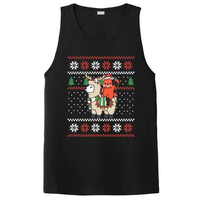 Red Panda Ugly Christmas Reindeer Llama Riding Funny Gift PosiCharge Competitor Tank