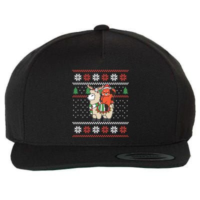 Red Panda Ugly Christmas Reindeer Llama Riding Funny Gift Wool Snapback Cap