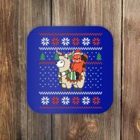 Red Panda Ugly Christmas Reindeer Llama Riding Funny Gift Coaster