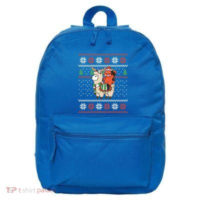 Red Panda Ugly Christmas Reindeer Llama Riding Funny Gift 16 in Basic Backpack