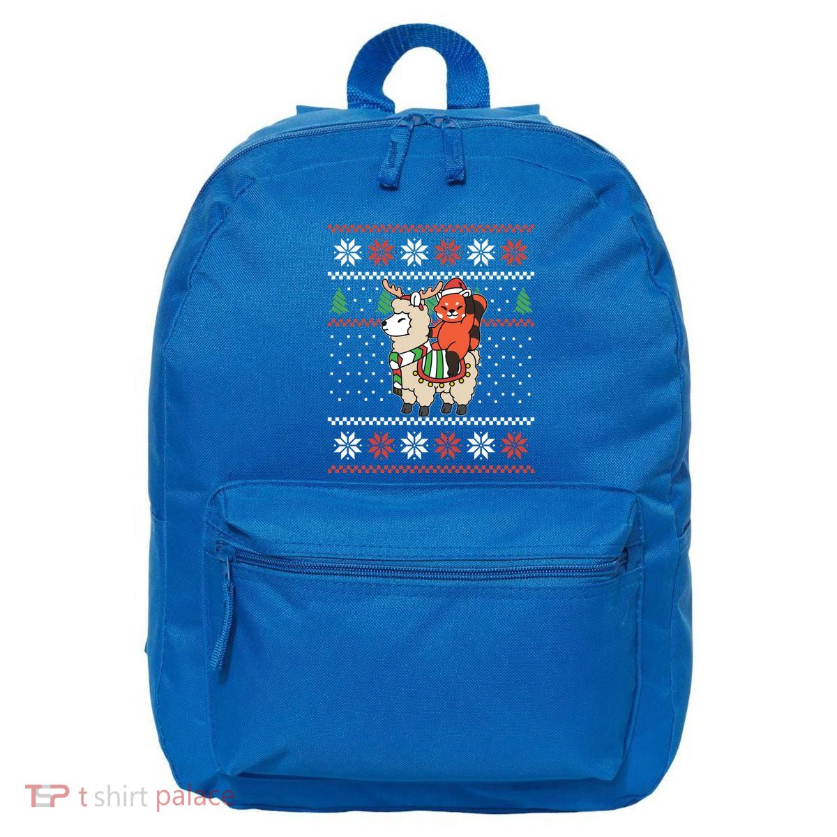 Red Panda Ugly Christmas Reindeer Llama Riding Funny Gift 16 in Basic Backpack