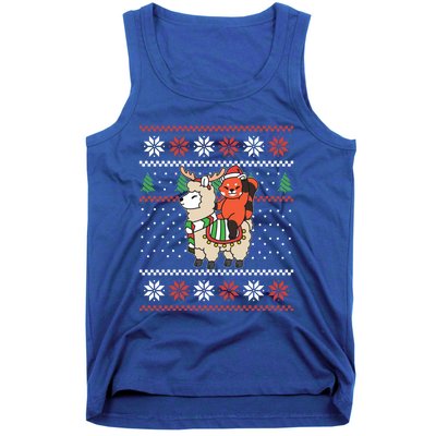 Red Panda Ugly Christmas Reindeer Llama Riding Funny Gift Tank Top