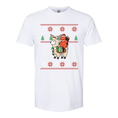 Red Panda Ugly Christmas Reindeer Llama Riding Funny Gift Softstyle CVC T-Shirt