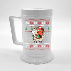 Red Panda Ugly Christmas Reindeer Llama Riding Funny Gift Beer Stein