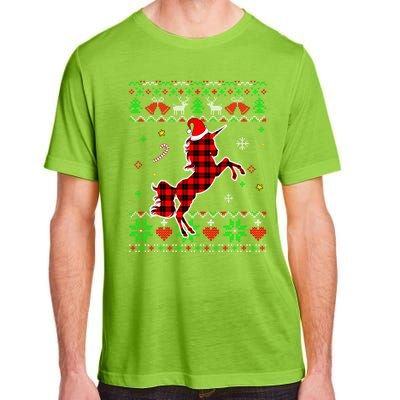 Red Plaid Ugly Sweater Christmas Animals Unicorn Lover Gift Adult ChromaSoft Performance T-Shirt