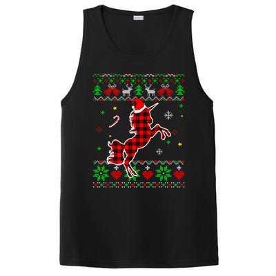 Red Plaid Ugly Sweater Christmas Animals Unicorn Lover Gift PosiCharge Competitor Tank