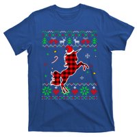 Red Plaid Ugly Sweater Christmas Animals Unicorn Lover Gift T-Shirt