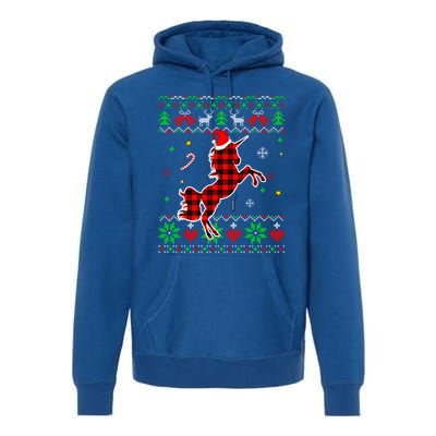 Red Plaid Ugly Sweater Christmas Animals Unicorn Lover Gift Premium Hoodie