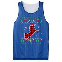 Red Plaid Ugly Sweater Christmas Animals Unicorn Lover Gift Mesh Reversible Basketball Jersey Tank