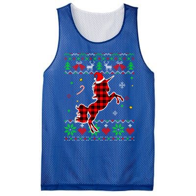 Red Plaid Ugly Sweater Christmas Animals Unicorn Lover Gift Mesh Reversible Basketball Jersey Tank