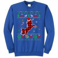 Red Plaid Ugly Sweater Christmas Animals Unicorn Lover Gift Tall Sweatshirt