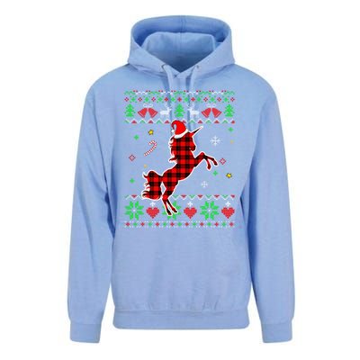 Red Plaid Ugly Sweater Christmas Animals Unicorn Lover Gift Unisex Surf Hoodie