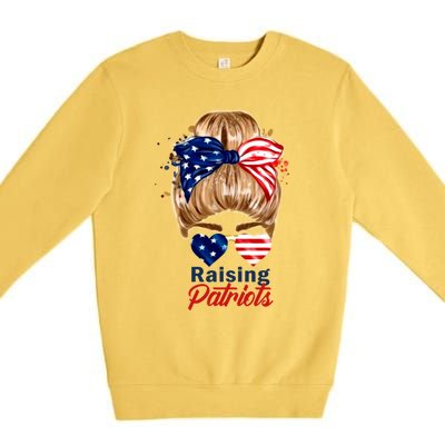 Raising Patriots Us Flag Independence Day 4th Of July Tee Meaningful Gift Premium Crewneck Sweatshirt