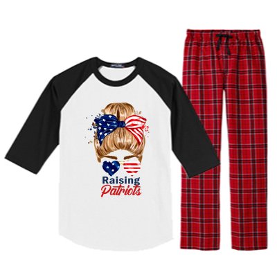 Raising Patriots Us Flag Independence Day 4th Of July Tee Meaningful Gift Raglan Sleeve Pajama Set