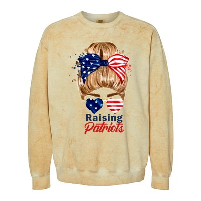 Raising Patriots Us Flag Independence Day 4th Of July Tee Meaningful Gift Colorblast Crewneck Sweatshirt