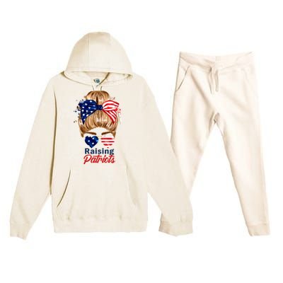 Raising Patriots Us Flag Independence Day 4th Of July Tee Meaningful Gift Premium Hooded Sweatsuit Set