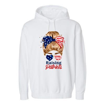 Raising Patriots Us Flag Independence Day 4th Of July Tee Meaningful Gift Garment-Dyed Fleece Hoodie