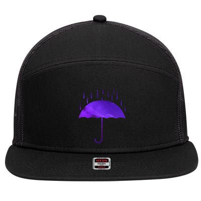 Rain Purple Umbrella Violet Favorite Color 7 Panel Mesh Trucker Snapback Hat