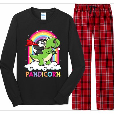 Rainbow Panda Unicorn Riding Dinosaur Gift Long Sleeve Pajama Set