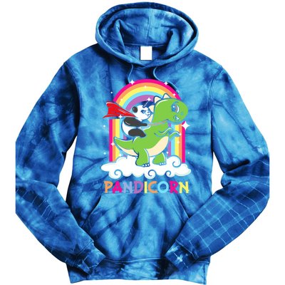 Rainbow Panda Unicorn Riding Dinosaur Gift Tie Dye Hoodie