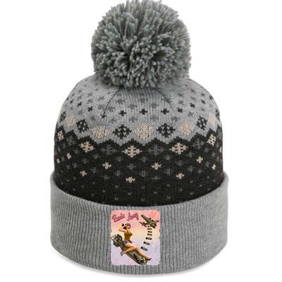 Retro Pin Up Girl Bombs Away Retro The Baniff Cuffed Pom Beanie