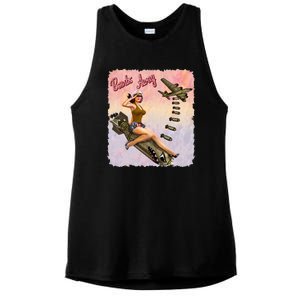 Retro Pin Up Girl Bombs Away Retro Ladies PosiCharge Tri-Blend Wicking Tank