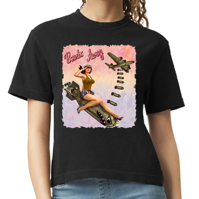Retro Pin Up Girl Bombs Away Retro Comfort Colors Boxy T-Shirt