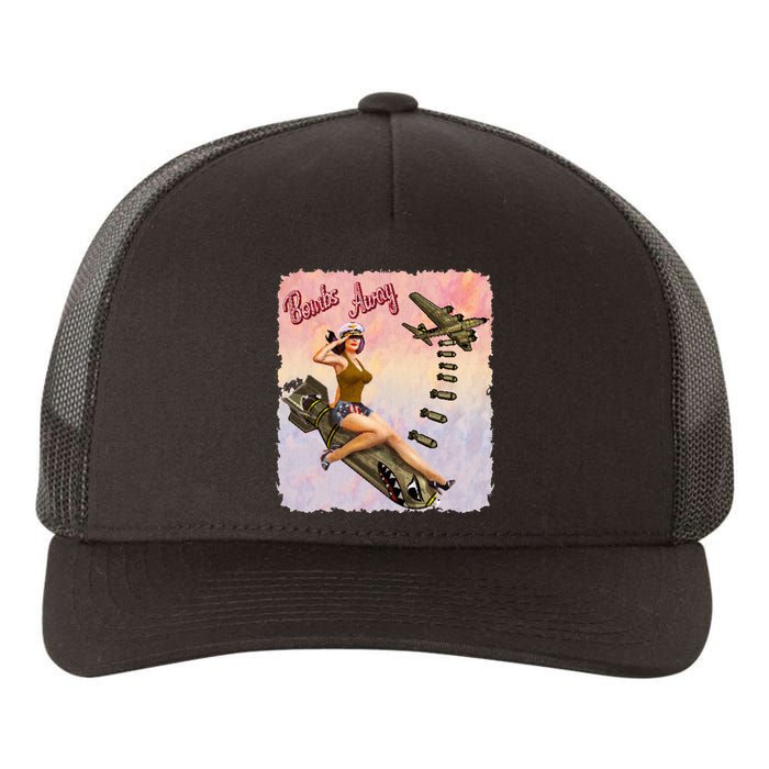 Retro Pin Up Girl Bombs Away Retro Yupoong Adult 5-Panel Trucker Hat