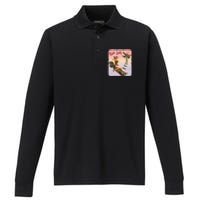 Retro Pin Up Girl Bombs Away Retro Performance Long Sleeve Polo