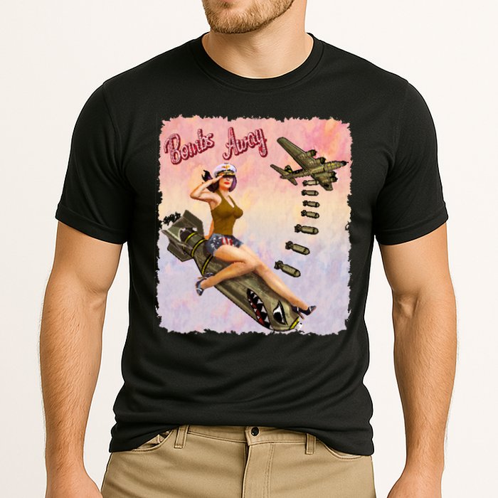 Retro Pin Up Girl Bombs Away Retro Performance Shirt