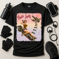 Retro Pin Up Girl Bombs Away Retro Performance Shirt